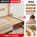 Walnut baby crib convertible bed - solid wood, elevated design with guardrails, extra wide, suitable for adults, infant and toddler bed
