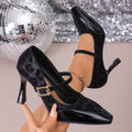 Plus sizefrenchsexy stiletto leopard print mary jane high heelsfall and winternew arrivaltweed style one-strap stiletto flats