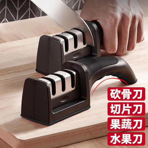 Household quick knife sharpener Manual quick sharpener Handheld three-stage stainless steel whetstone sharpener tool