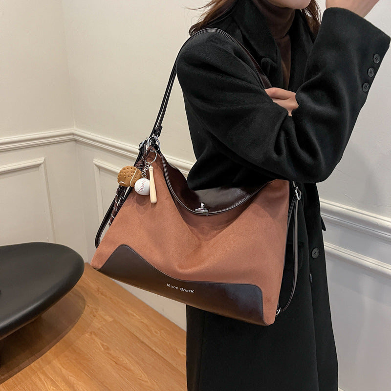 Retro pu large-capacity bag women's autumn and winter 2025 new tote bag multi-functional shoulder and shoulder dual-purpose bag