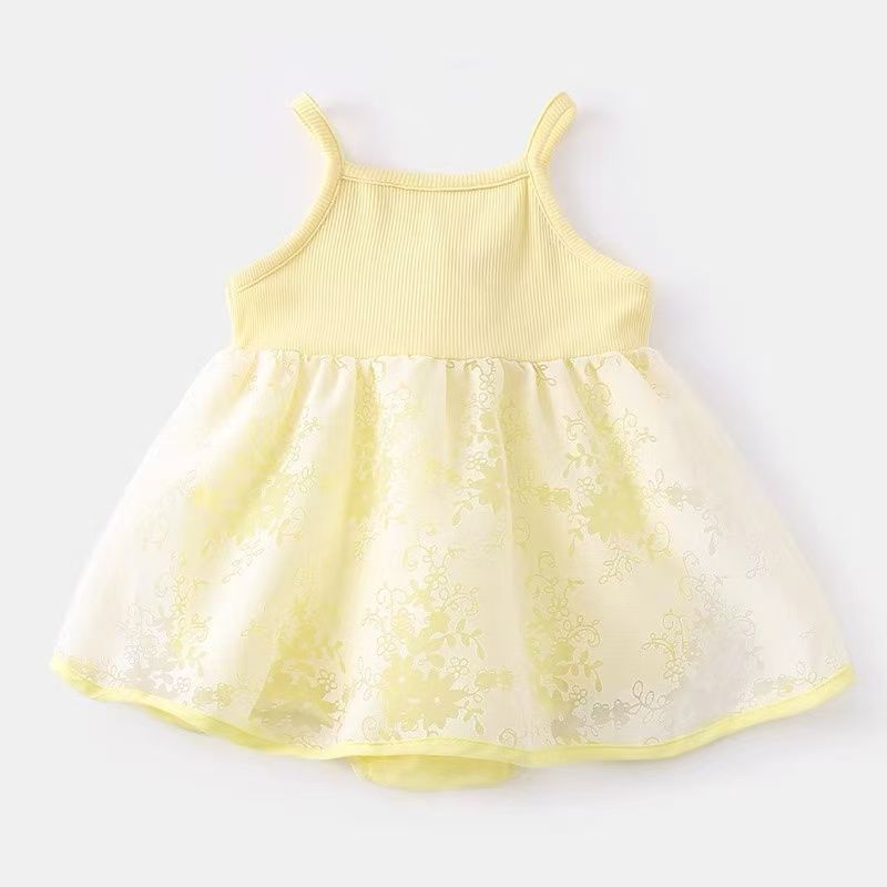 Baby summer thin clothes baby girl super cute princess skirt hundred days banquet outwear sleeveless dress trendy