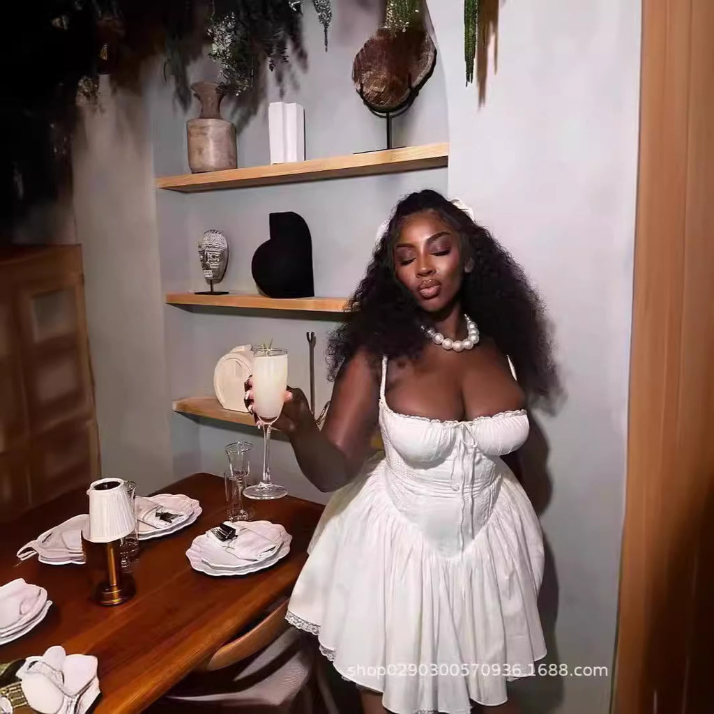 SDM38 lace suspender white babes dress adjustable straps slim skirt wholesale dress clearance