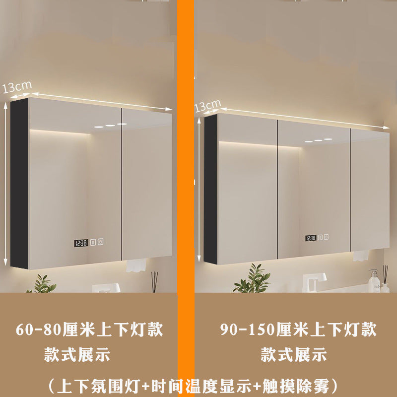 Solid wood smart bathroom mirror cabinet toilet wall-mounted rack toilet storage cabinet cosmetic mirror with light