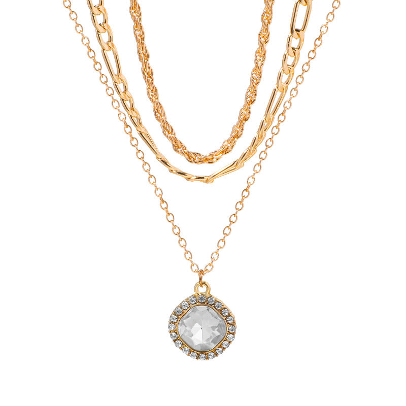 Gold-plated crystal pendant wholesale fashionnew arrival necklace fashion street style butterfly sweater chain women's light luxury style clavicle chain