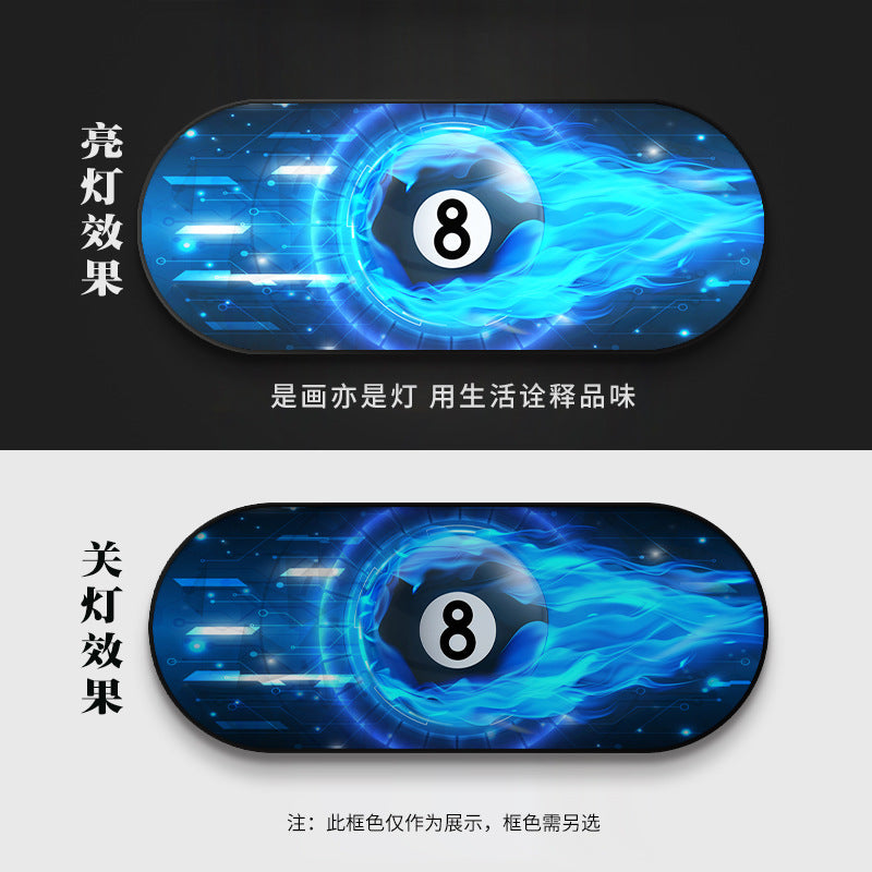 Billiards hall decorative painting black eight ball wall luminous hanging painting chess and card billiard room club bar led star light