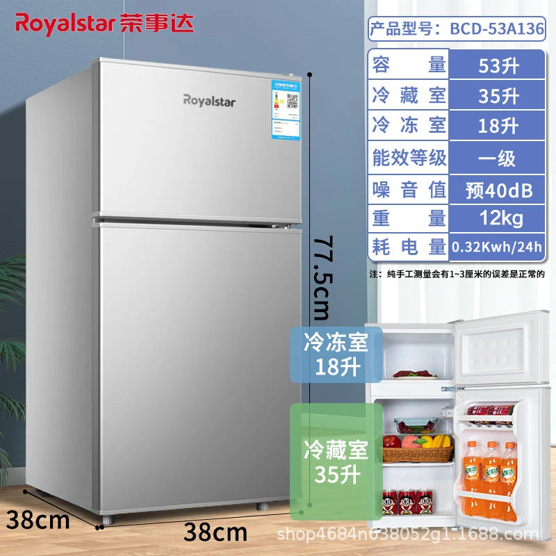 Royalstar [27-132l] small dormitory rental refrigerator/freezer mini double door refrigerator - tier 1