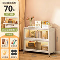 Steel bookcase with glass doors, kids' bookshelf, home living room storage cabinet, dustproof display cabinet, iron art shelf