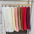 K-stylehigh waist elastic waist pure colorpleated skirt a-line skirt slimming lookeasiest for matchwork clothing skirt