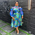 Amazon plus size women's fashion european and american cross-border e-commerce  new spring/summer colorful tie-dye print dress