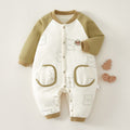 Babibele newborn baby romper - lightweight cotton, quilted, loungewear, onesie, pure cotton, single-button closure baby outfit