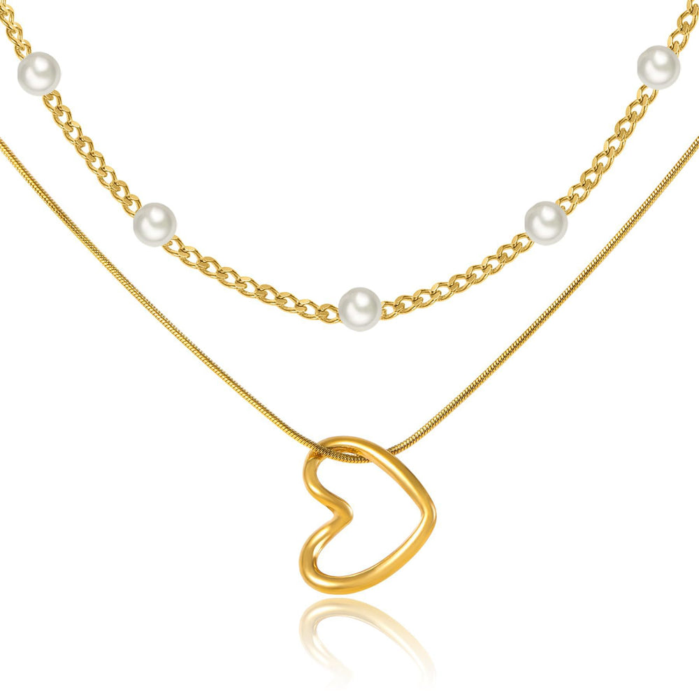 Double-layered pearl necklace for women stylishelegancecasual natural stone beaded clavicle chain fashionclassy sense necklace