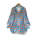 K-styleloosegrids pattern comfortable breathable shirt women's long sleevesspringcardigancommuting boyfriend style lazy sun protection tops