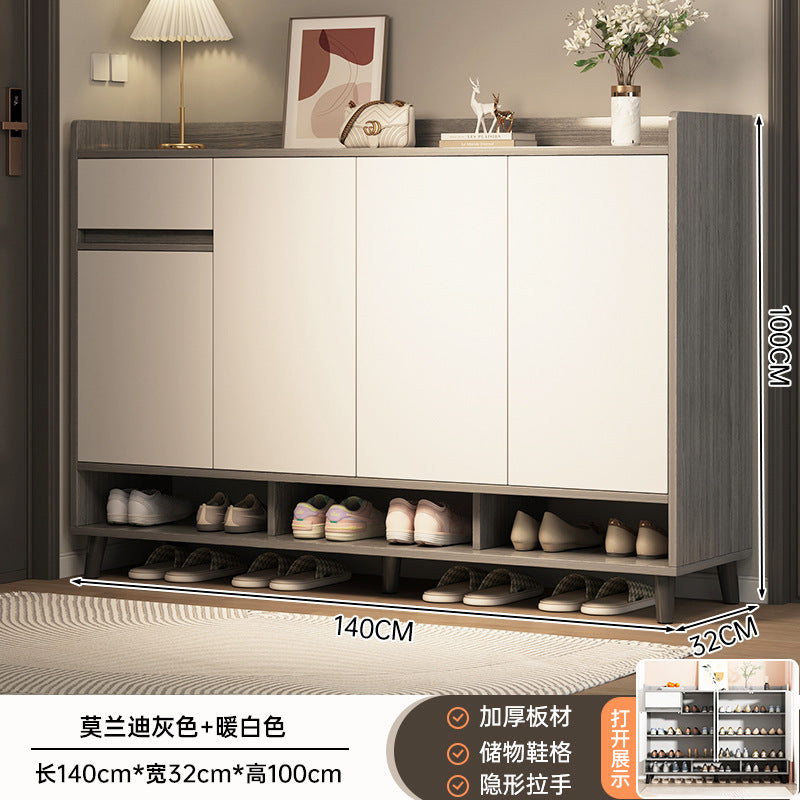 Shoe cabinet household door storage cabinet integrated against the wall simple door porch cabinet locker solid wood legs home shoe rack
