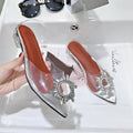 Women's sandals 2023 summer new collection: closed-toe pointed-toe slip-on pvc sexy metal-embellished lady shoes - fashion
