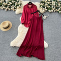 Eleganttwo-piece set women's niche style lazy style outer wear thin looselong sleeves sun protection shirt outwear + suspender dress