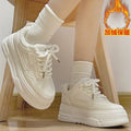 2026 fleece-lined, extra-thick women's white sneakers: the ultimate fall/winter bestseller! height-boosting, chunky sole, versatile casual sneakers/sports platform shoes