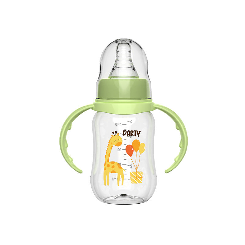 English boxed baby bottle, newborn anti-drop pp bottle, baby anti-choking and anti-flatulence with handle mark mouth bottle