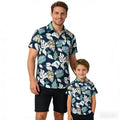 European and american cross-border children's clothing: dad & son vacation outfit, family matching beach style short-sleeve boy's floral shirt
