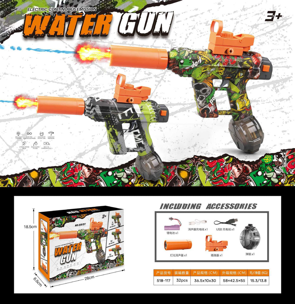 hot-selling uzi kids electric water gun toy large capacity reloading continuous water spray water fight toy wholesale