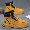 High-top men's shoes springcasualhiking sports non-slipworkwear shoes leather waterproofthick solewhiteboots
