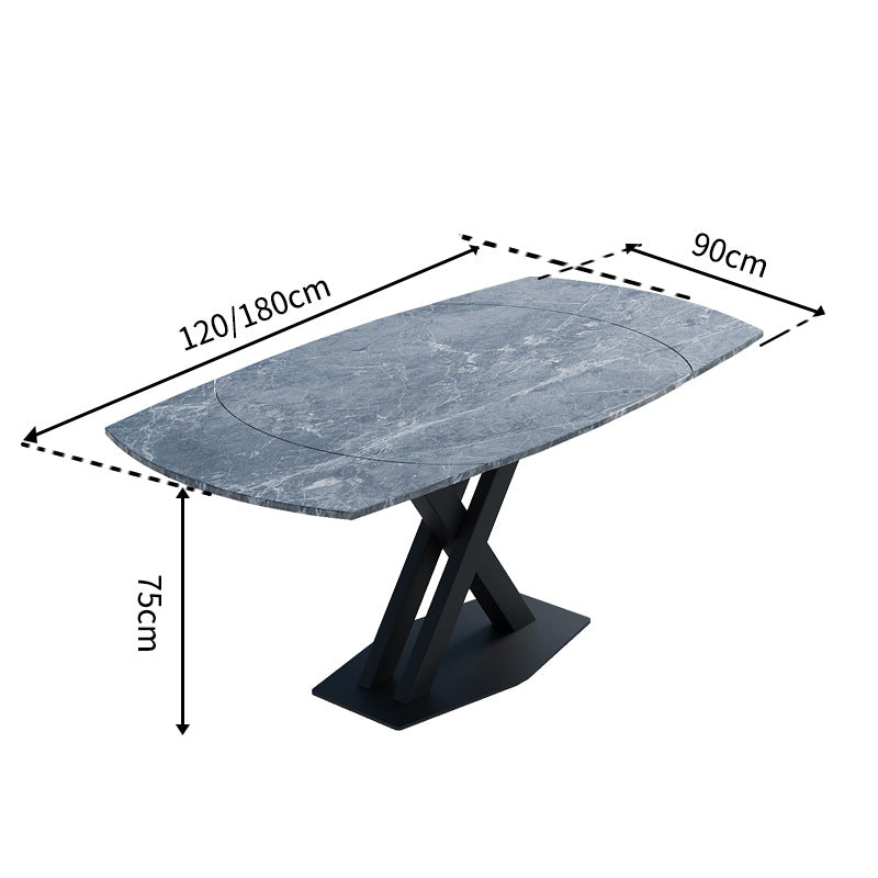 Customizable sintered stone dining table - italian style, perfect for small spaces, light luxury, high-end, minimalist modern design with cross-legged carbon steel frame