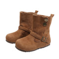 Vanka hao girls' boots rivet style double strap fleece-lined lamb birkenstock boots winter cold-proof knee socks fashion boots