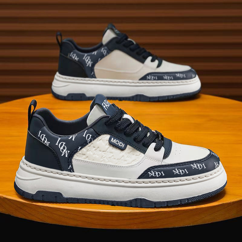Men's shoes 2026 spring new breathable athletic casual sneakers men's shoes thick sole height increasing white student trendy shoes