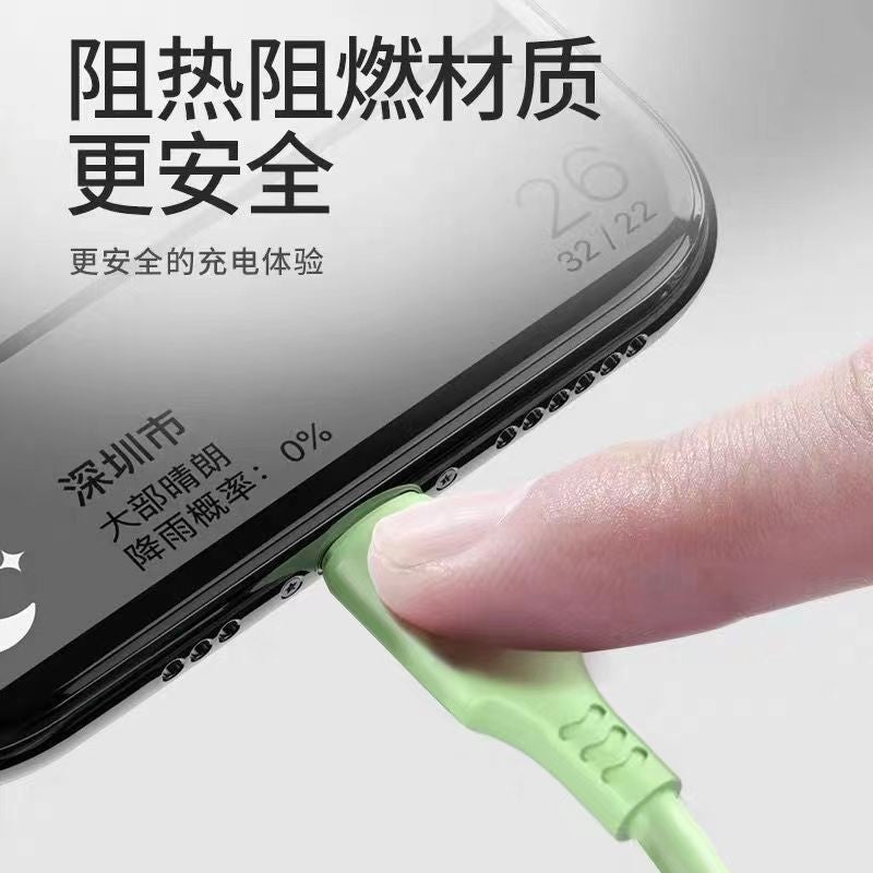 Liquid silicone 3-in-1 charging cable, 3a fast charge, usb cable for apple, huawei, and android devices