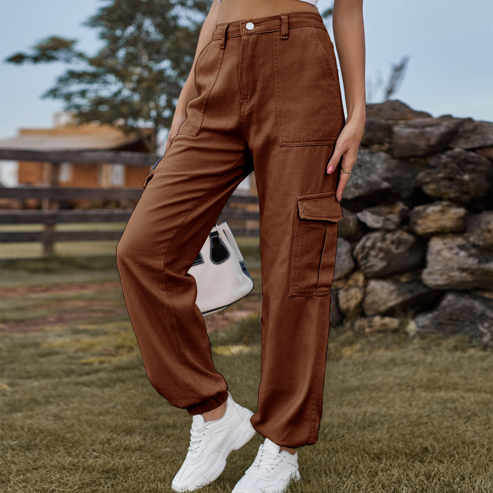 Fashion cross-border  new arrival denim semi-elastic design stylisheasiest for matchworkwear pants  women's trendy