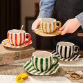 Hand-painted ceramic coffee cup and saucer set - unique gift mug - creative niche gift - high-value handcrafted cup
