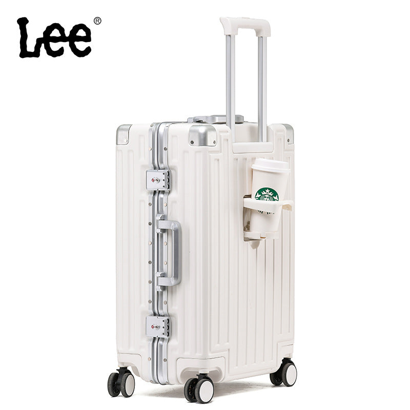 Lee suitcase female business suitcase male brand aluminum frame trolley case silent wheel leather case password box anti-drop
