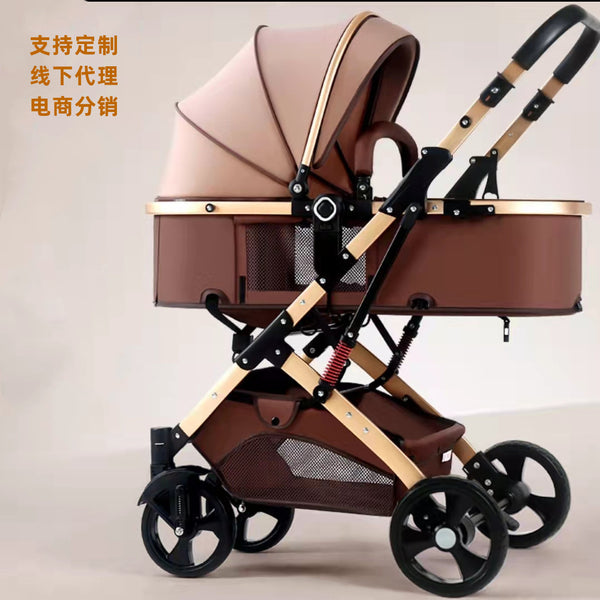 Baby stroller High landscape baby stroller Sit and lie down Lightweight folding shock-absorbing four-wheel stroller Distribution Wholesale