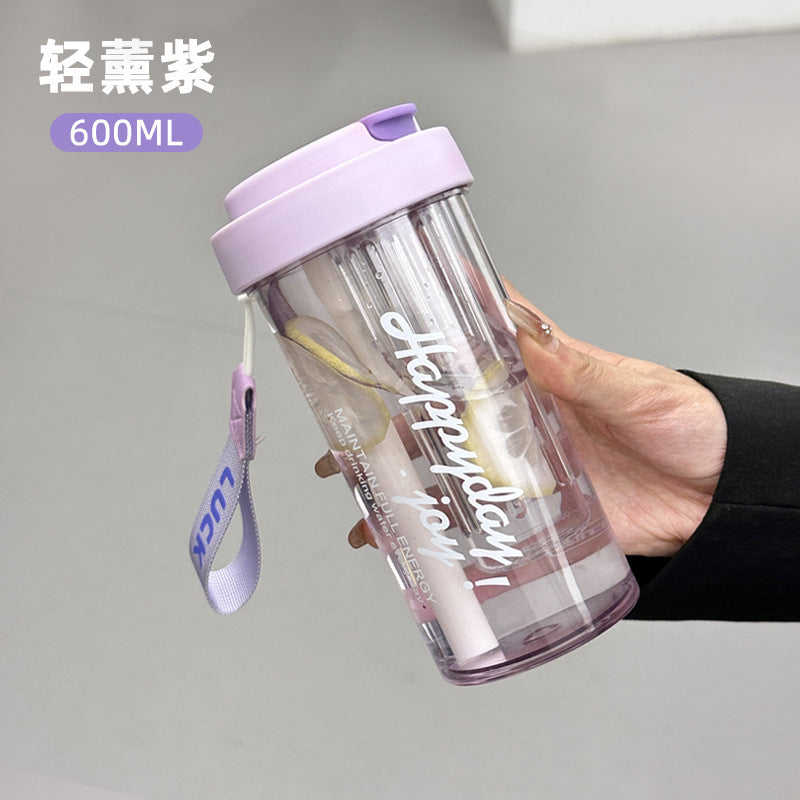 Simple and stylish floral tea cup, food-grade plastic tea infuser bottle, portable and heat-resistant straw cup for men and women, perfect for outdoor use
