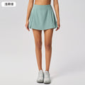 Luxtrenew arrivalpleated leg length yoga shorts skirt for women fake two-piece fashion tape tennis sports skirt dss064