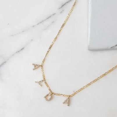 Hot-selling european and american diamond-studded 26-letter necklace, cuban chain, clasp chain, pearl necklace, diy name accessories