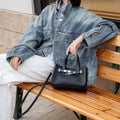 First-layer cowhide niche style design tote bag classy sense 2024fall and winter novice hand-held kelly bag shoulder crossbody bag for women