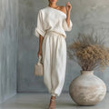women's summer new arrivals:  cross-border fashion casual solid color one-shoulder loose fit pants set (us/eu style)