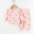 newborn & infant pure cotton autumn clothes set: high-waisted belly protection pants & seamless kids' pajamas