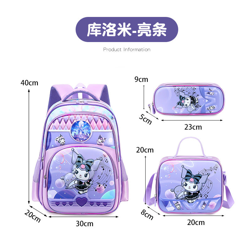 New unicorn trolley backpack set for elementary school students - cute cartoon design, three-piece set, large capacity, unisex