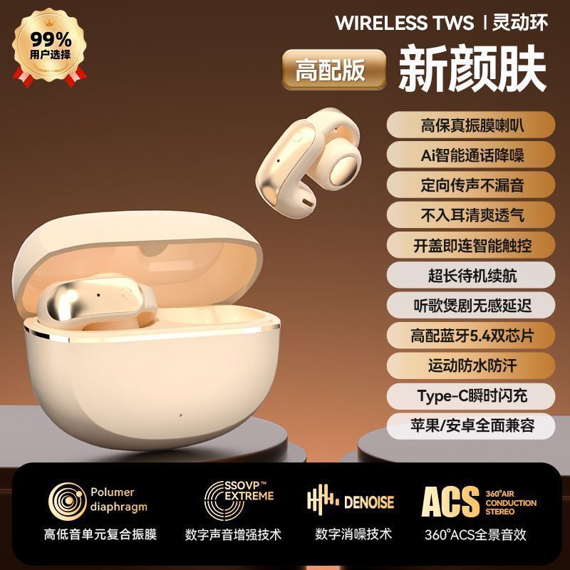 Berlin sound ear clip bluetooth headphones 2025 new air conduction non-in-ear wireless sports long wear no pain