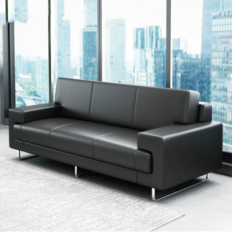 4s office sofa - minimalist modern small reception area seating - three-seater genuine leather business negotiation office