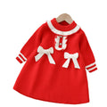 Girls' knit dress - new autumn/winter  collection - sweet bow detail, baby girl dress