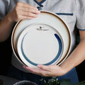 Japanese retro ceramic western dinner plate steak flat plate stoneware household dinner plate commercial round plate hotel restaurant tableware
