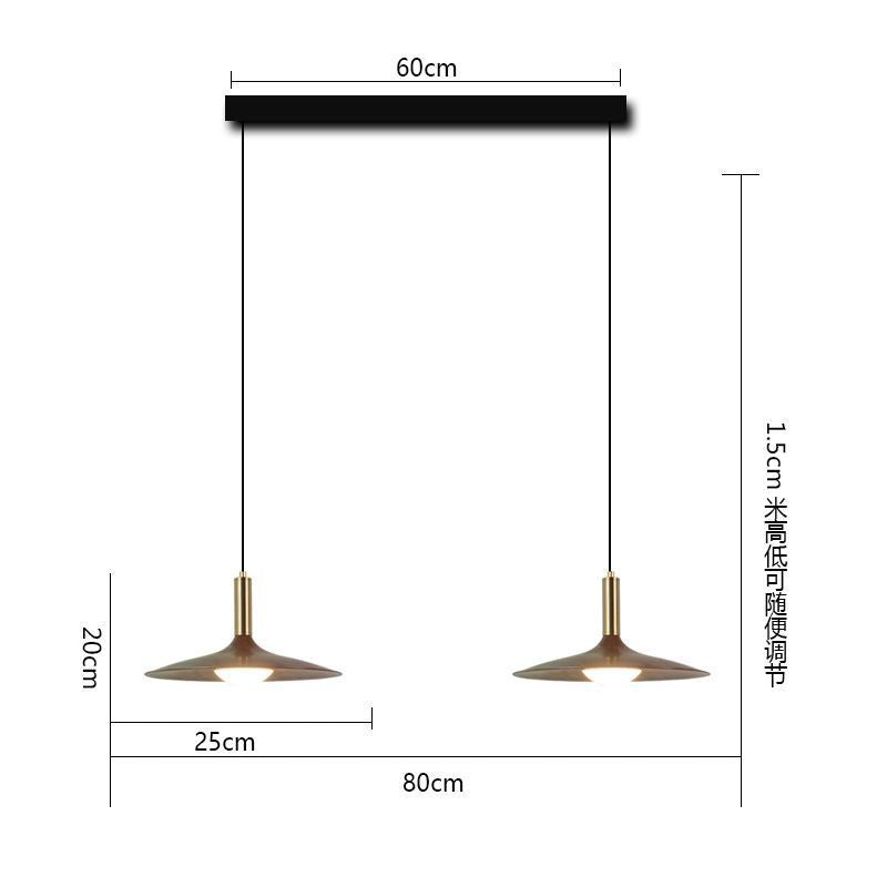 Walnut restaurant light American retro bedroom bedside light simple creative flying saucer homestay bar light Nordic chandelier