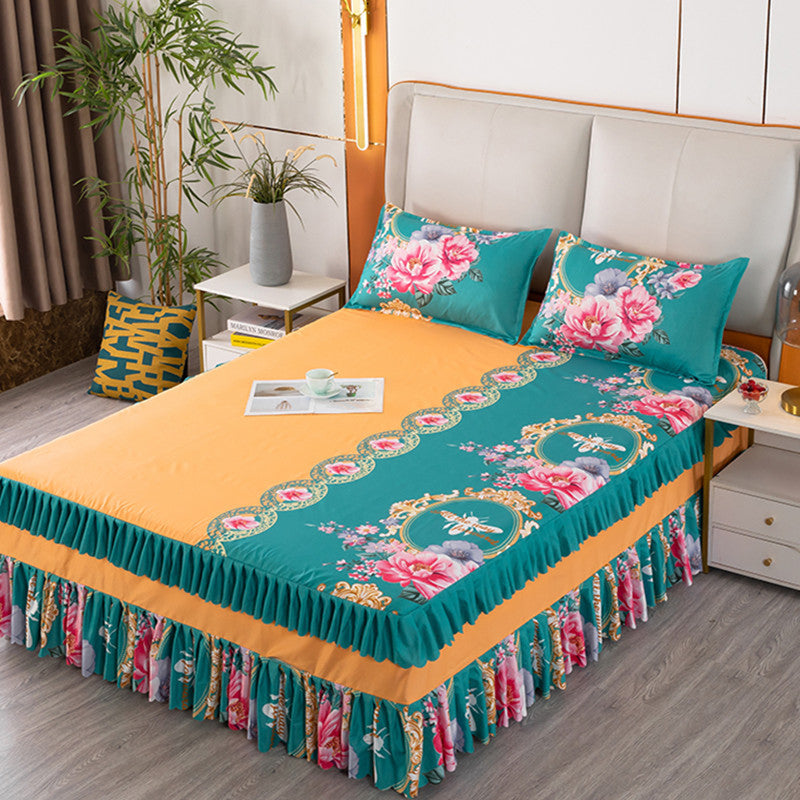 Korean style bed skirt bedspread single piece princess style bed skirt bed cover fitted sheet no pilling no shrinkage casual double 1.8m