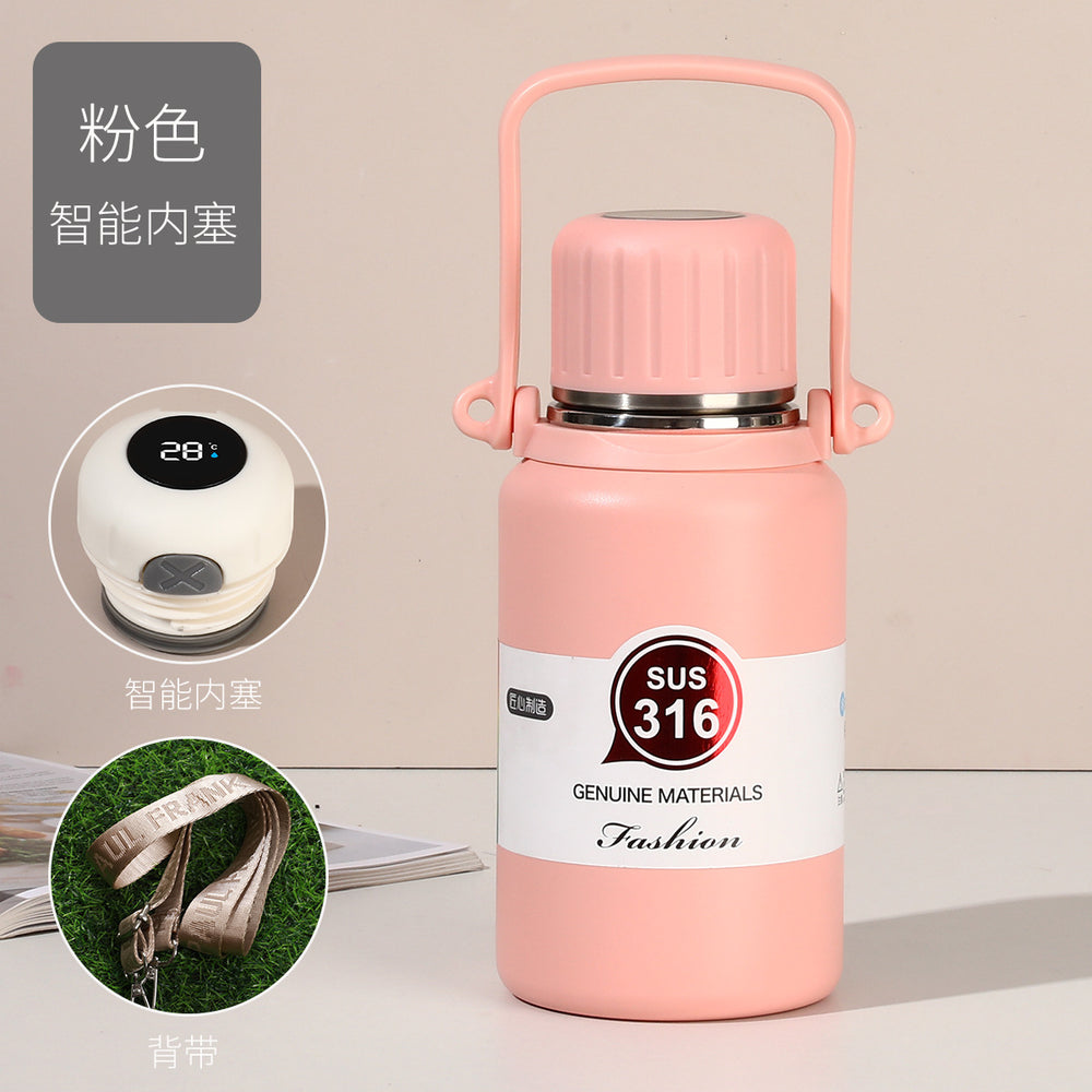 316 stainless steel tumbler with temperature display - keeps drinks hot or cold, ideal for outdoor sports. large capacity, portable water bottle with custom engraving available
