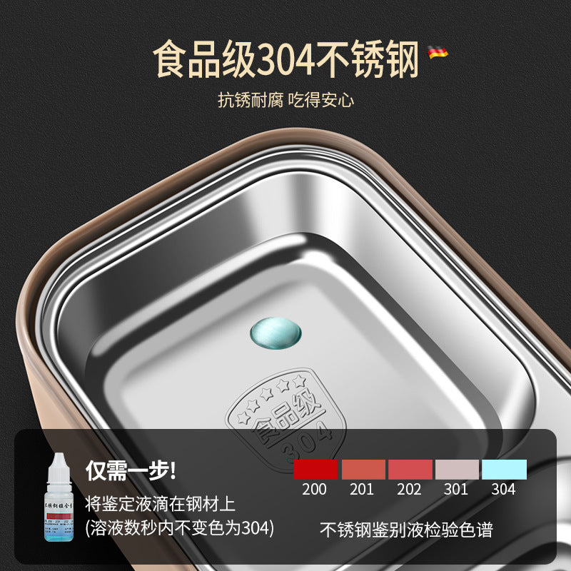 304 stainless steel thermal insulation lunch box Office workers can microwave oven can be heated portable lunch box Double-layer student lunch box