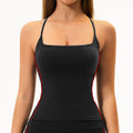 Color block brushed fleece compression tank top with removable pads - breathable, comfortable, quick-dry yoga & workout top 4539