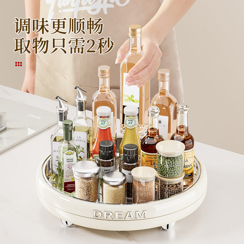 Rotatable seasoning storage tray Multifunctional seasoning rack Household seasoning storage box Kitchen storage finishing rack