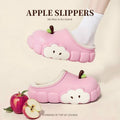 Women's cotton slippers - new 2025 winter collection: red apple design, fleece-lined, warm, indoor/outdoor, non-slip, thick-soled cotton shoes